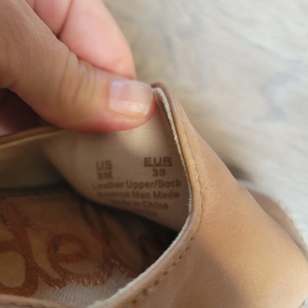 Sam Edelman Women Espadrille Flats 8M Tan Leather Coastal Casual Slip On